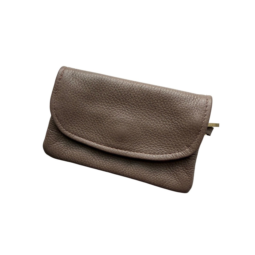 Victoria Leather Co Pebble Leather Wallet Small Taupe Made in USA Flap Zip